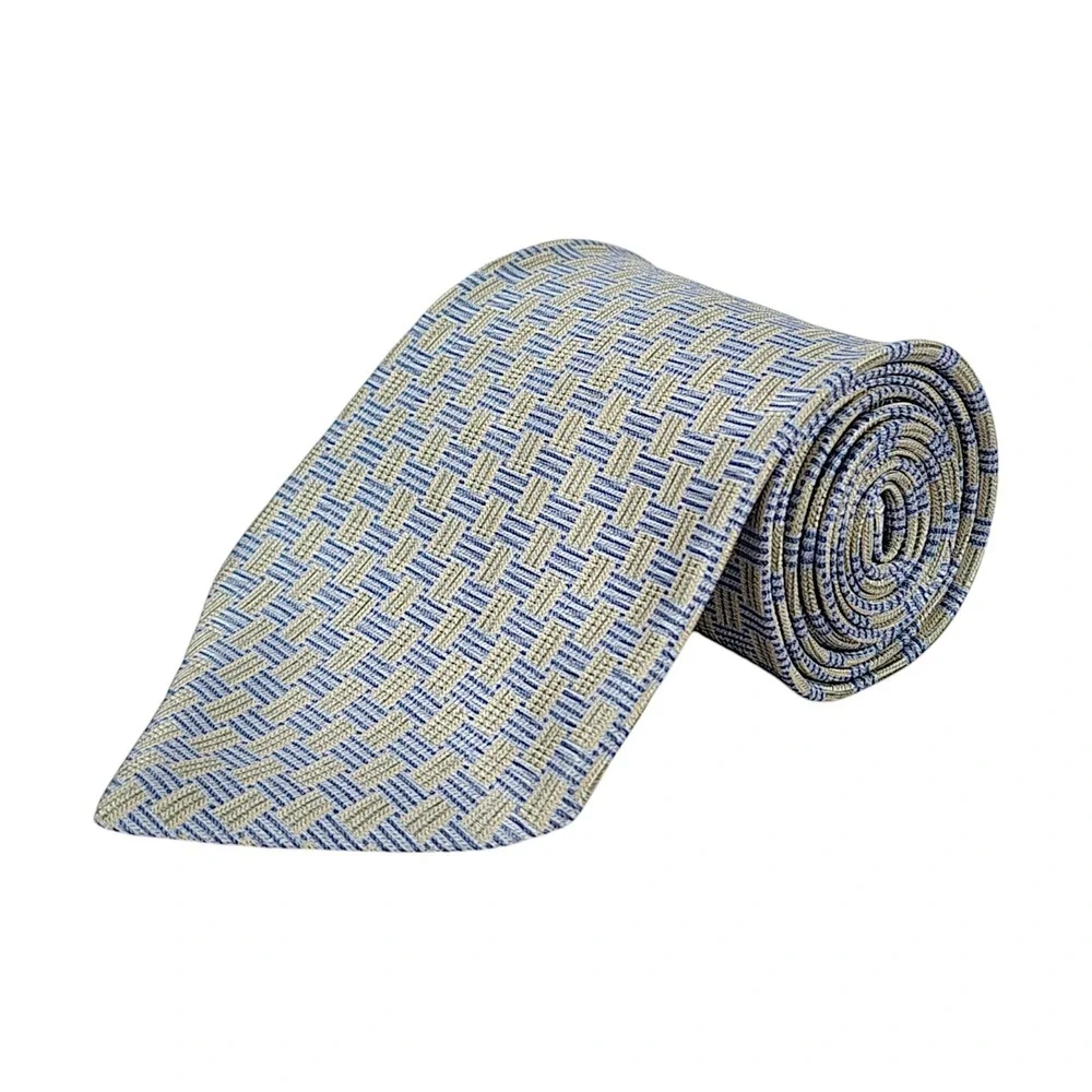 Croft & Barrow 100% Silk Men's Necktie Geometric Green Blue Vintage